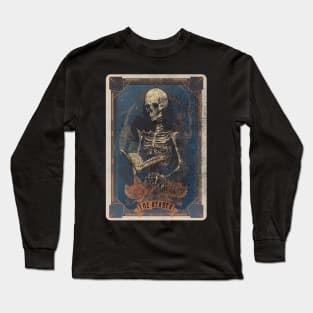 The Reader Distressed Skeleton Halloween Tarot Card Long Sleeve T-Shirt